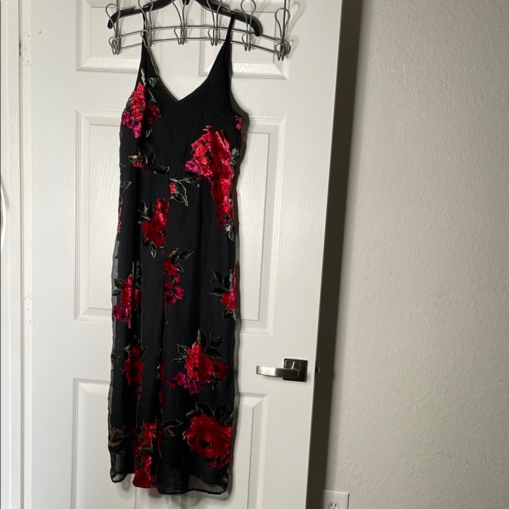 Anthropologie Floral spaghetti strap midi dress